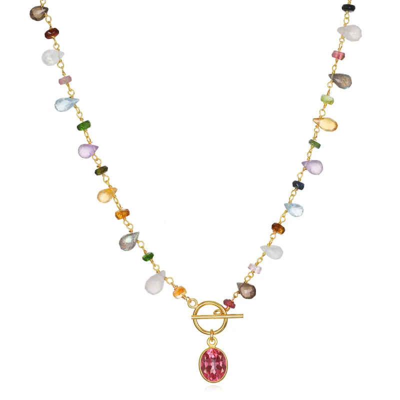 Wildflower Toggle Necklace-Pink Topaz sold by Amelia Rose Design