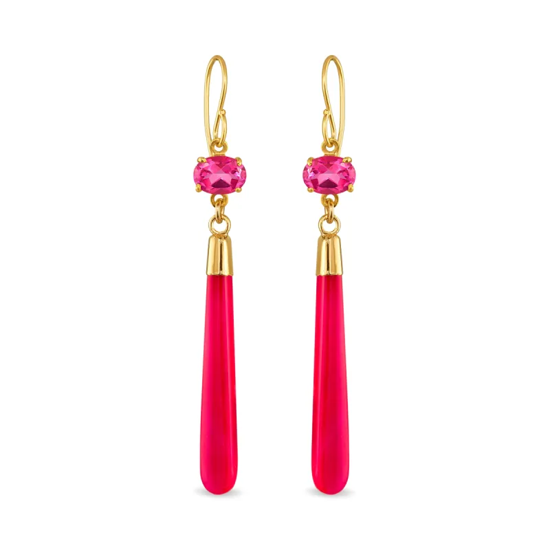Gemdrop Dangles - Pink Topaz & Fuchsia Chalcedony sold by Amelia Rose Design