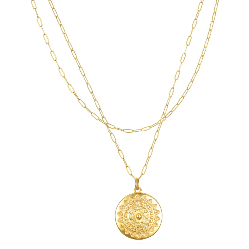 New! Sun Medallion Layered Necklace sold by Amelia Rose Design