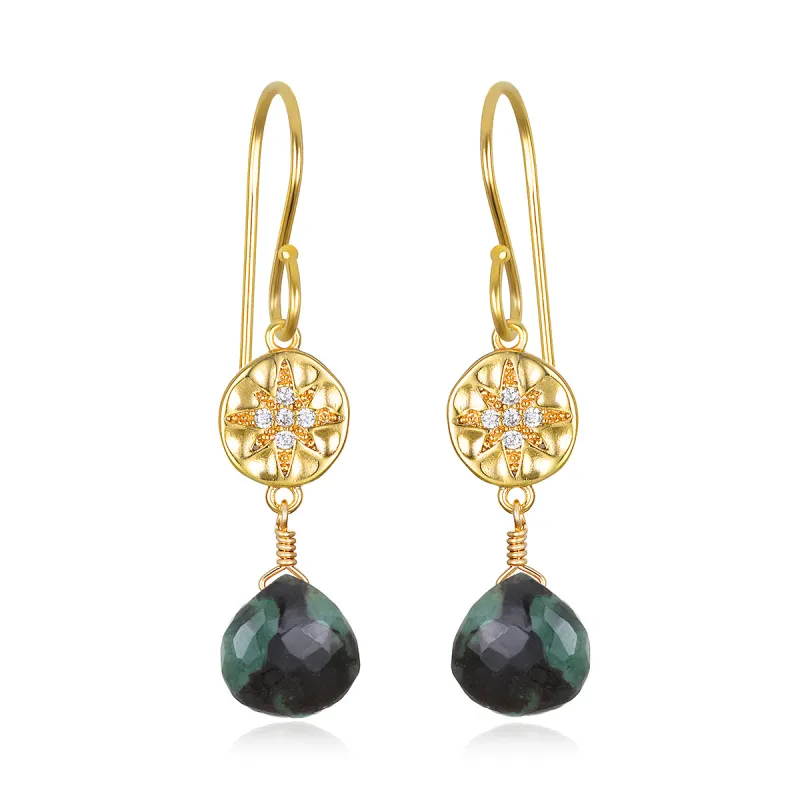 Starburst Dangle Earrings - Emerald sold by Amelia Rose Design