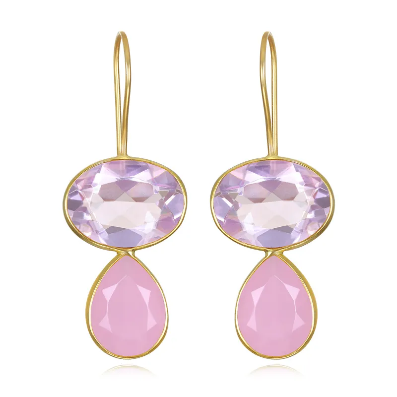Valencia Teardrop Earring-Carnation Pink Gold sold by Amelia Rose Design