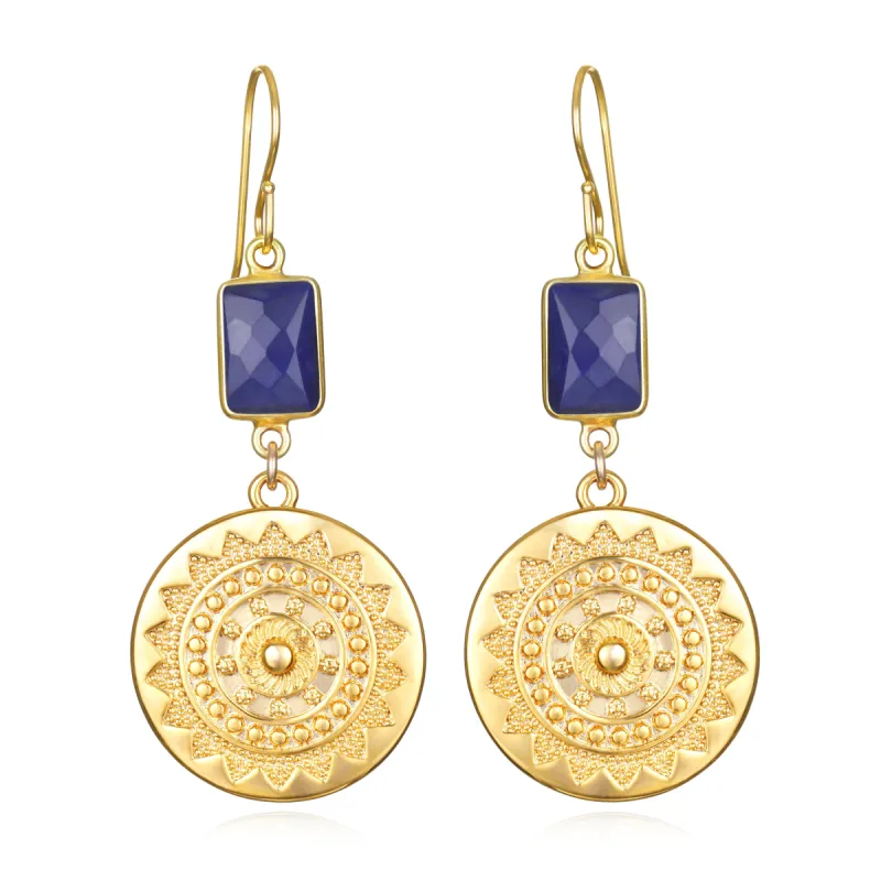 New! Sun Medallion Dangles - Blue Lapis sold by Amelia Rose Design