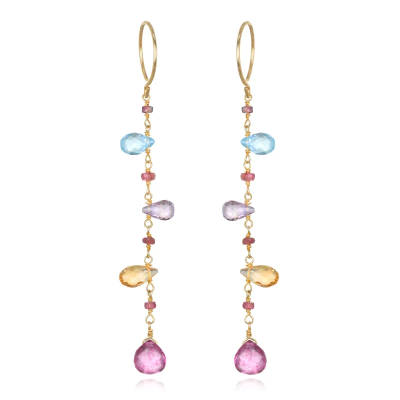 Wildflower Dangles-Pink Topaz sold by Amelia Rose Design