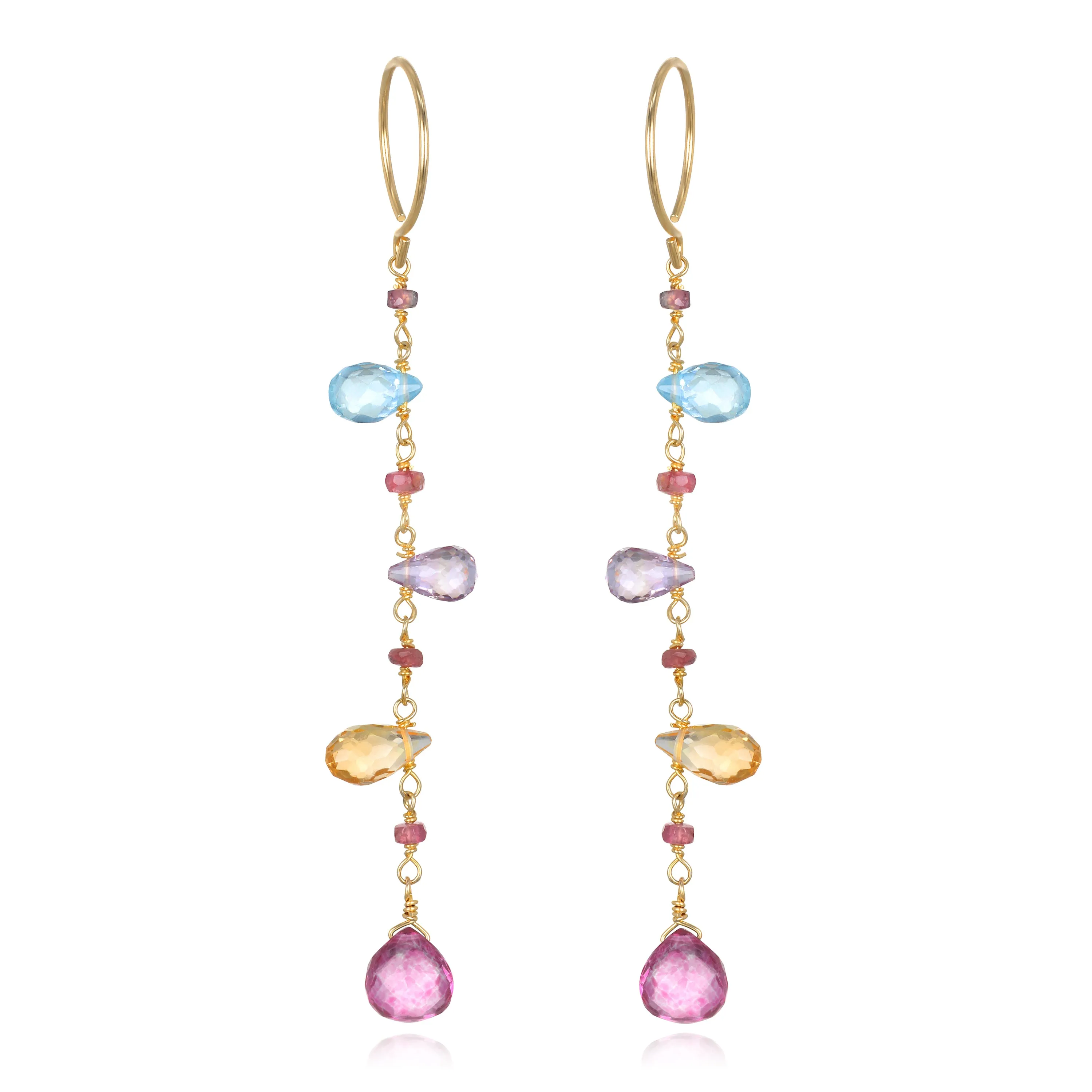 Wildflower Dangles-Pink Topaz sold by Amelia Rose Design