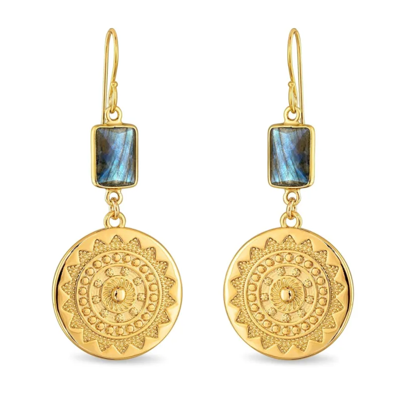 Sun Medallion Dangles - Labradorite sold by Amelia Rose Design