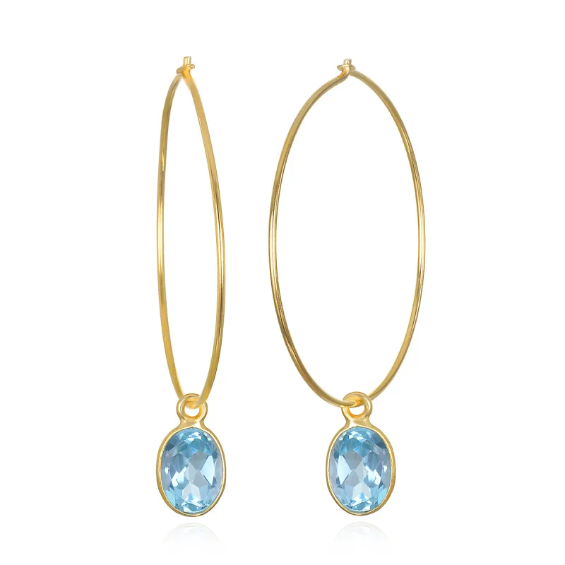 Gemdrop Hoop Earrings - Sky Blue Topaz sold by Amelia Rose Design