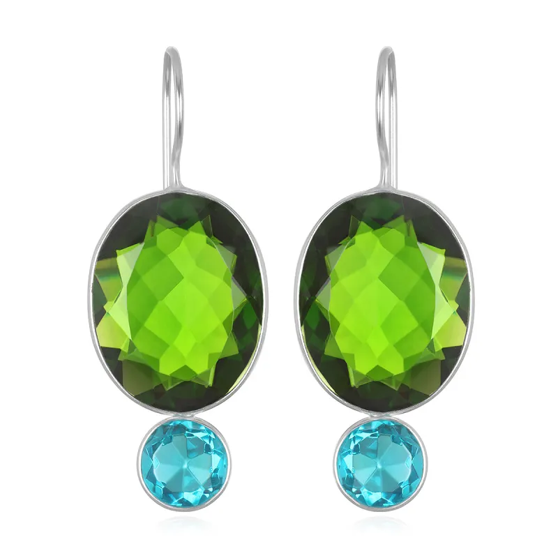 Valencia Grand Oval Earring-Lime Silver sold by Amelia Rose Design