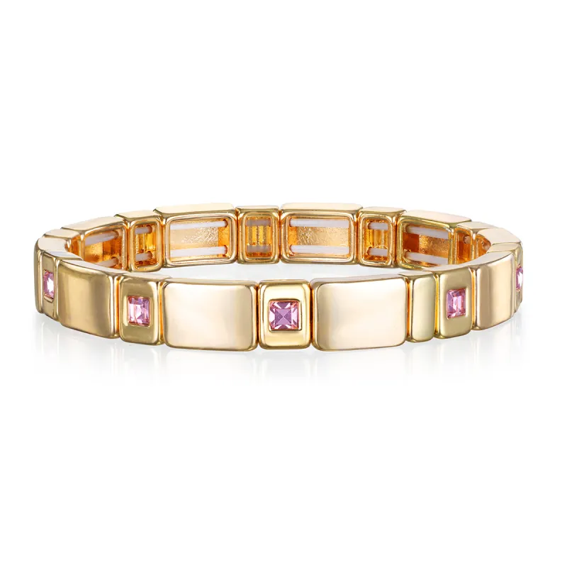 Pink Golden Tile Bracelet sold by Amelia Rose Design