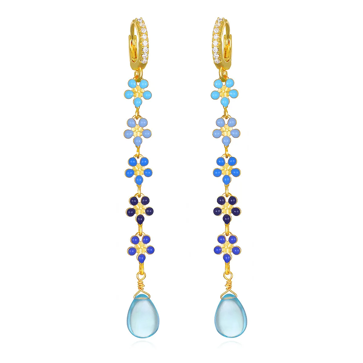 Blue Topaz Daisy Huggies sold by Amelia Rose Design