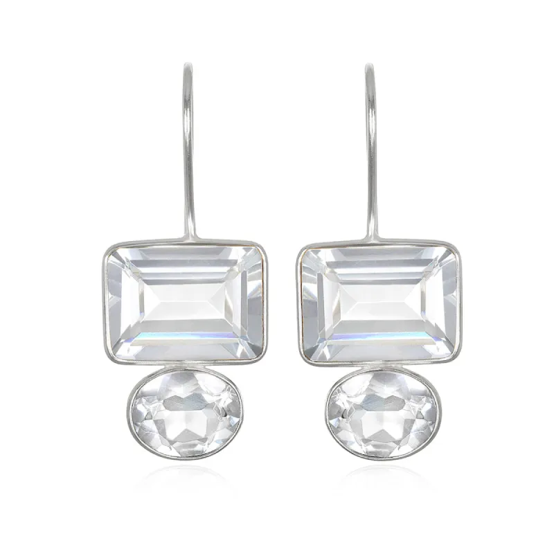 Valencia Earring-Clear Silver sold by Amelia Rose Design