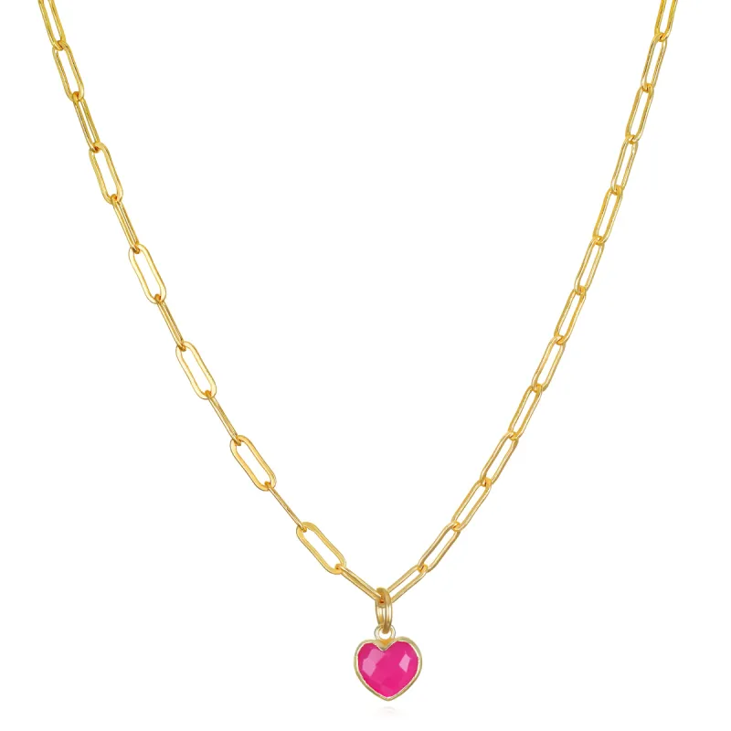 New! Heart Paperclip Choker - Fuchsia Chalcedony sold by Amelia Rose Design