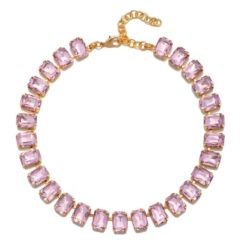 London Emerald Cut Choker-Pink Peony sold by Amelia Rose Design