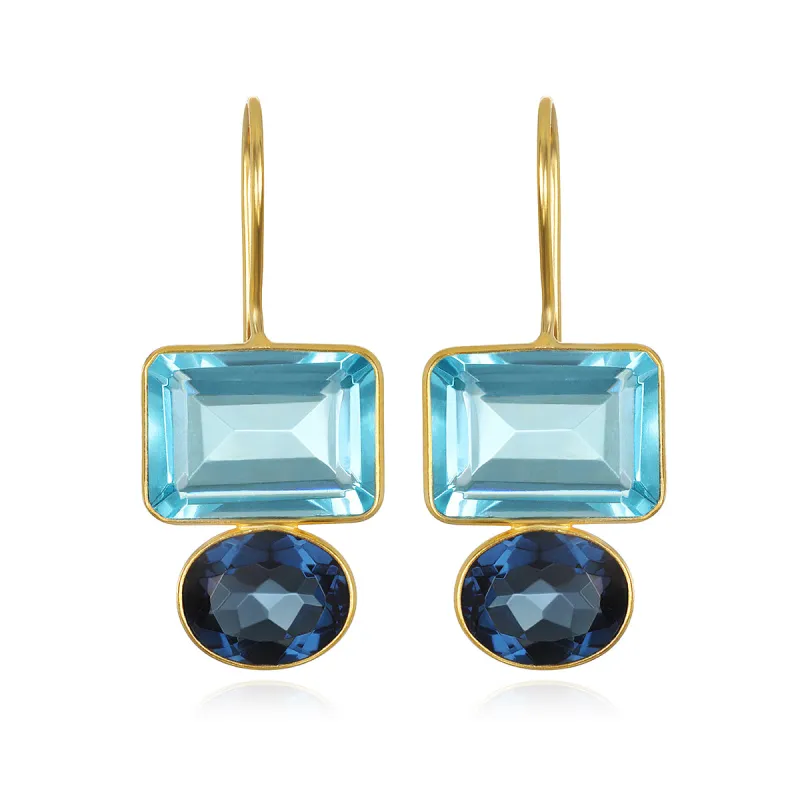 Valencia Earring-Sky Blue & Royal Blue Gold sold by Amelia Rose Design