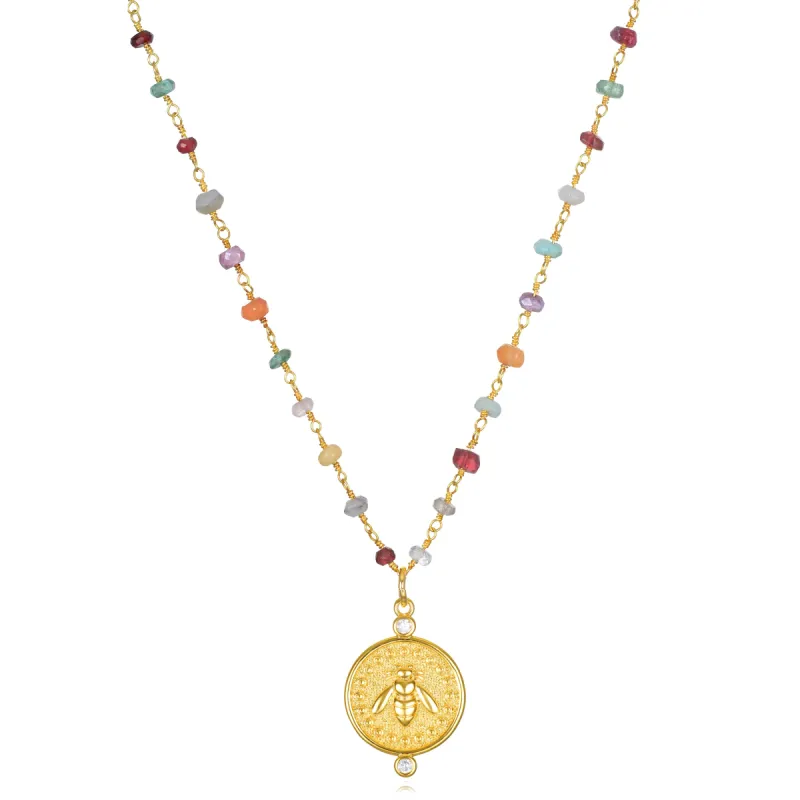 New! Rainbow Bee Charm Necklace sold by Amelia Rose Design