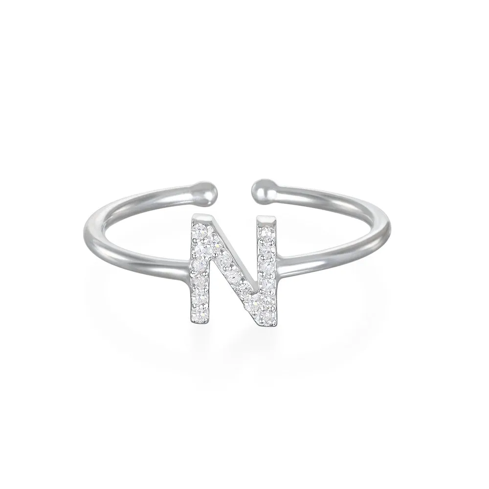 Diamond & Sterling Silver Initial Ring-All Letters sold by Amelia Rose Design product image thumbnail 3