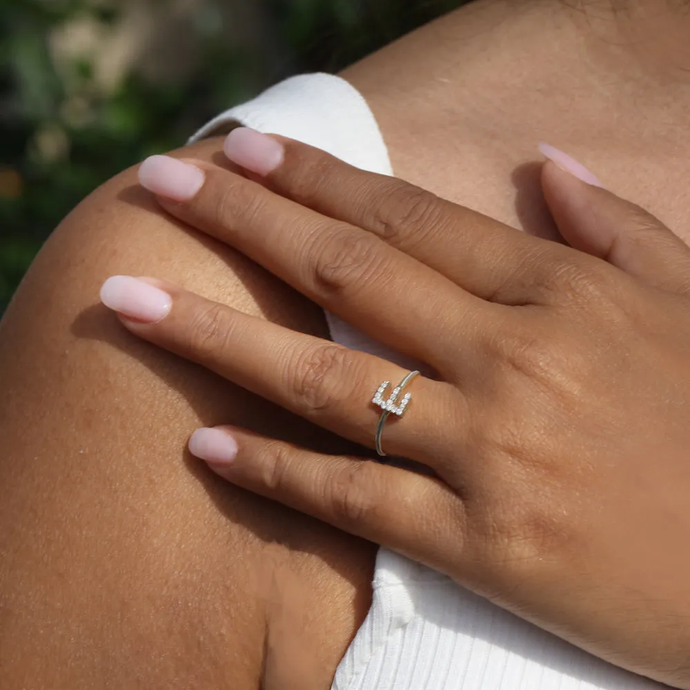 Diamond & Sterling Silver Initial Ring-All Letters sold by Amelia Rose Design product image thumbnail 5