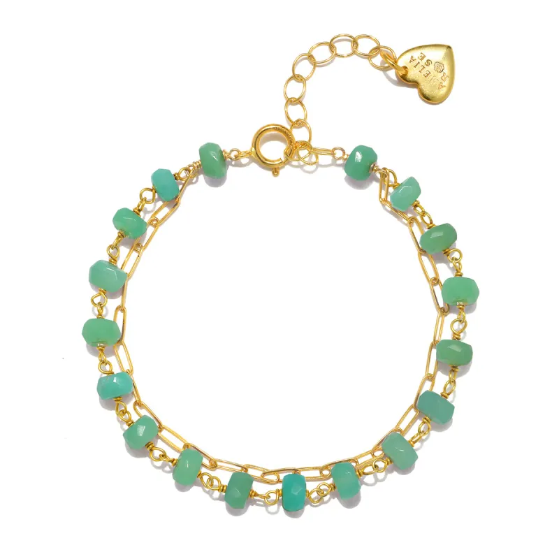Layered Gemstone Bracelet - Green Chrysoprase sold by Amelia Rose Design