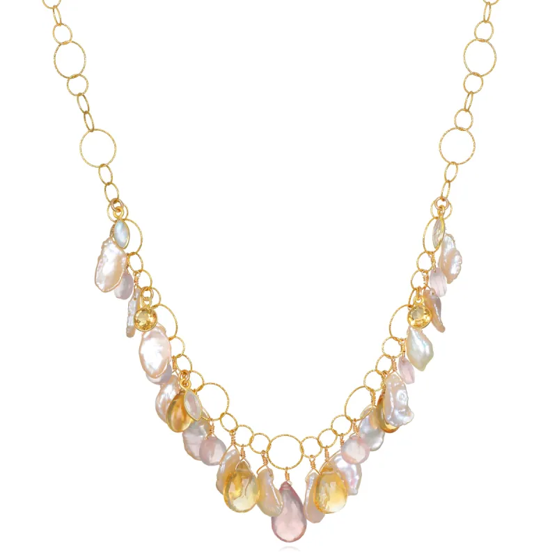 New! Shades of Peach Statement Necklace sold by Amelia Rose Design