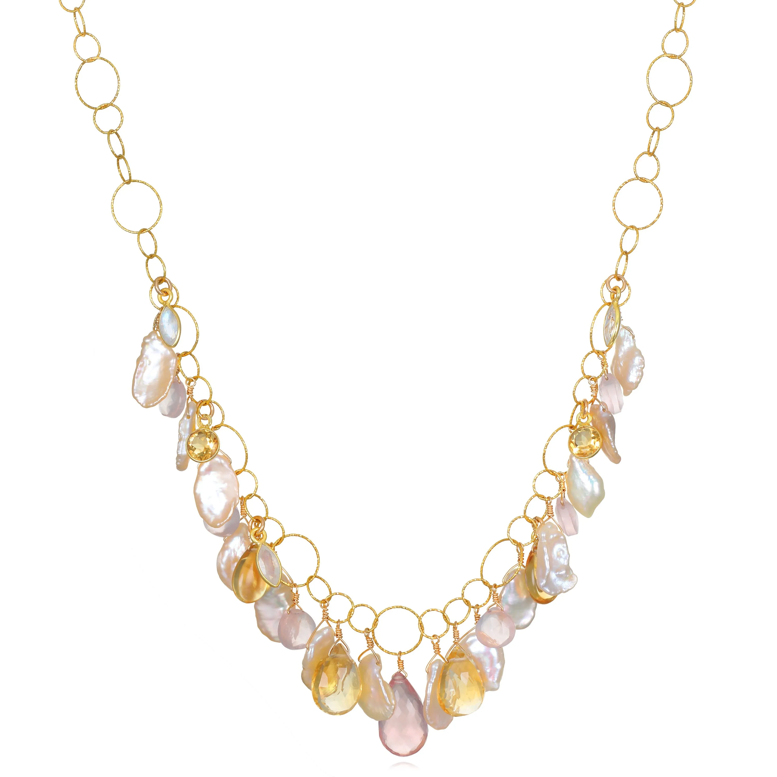 New! Shades of Peach Statement Necklace sold by Amelia Rose Design