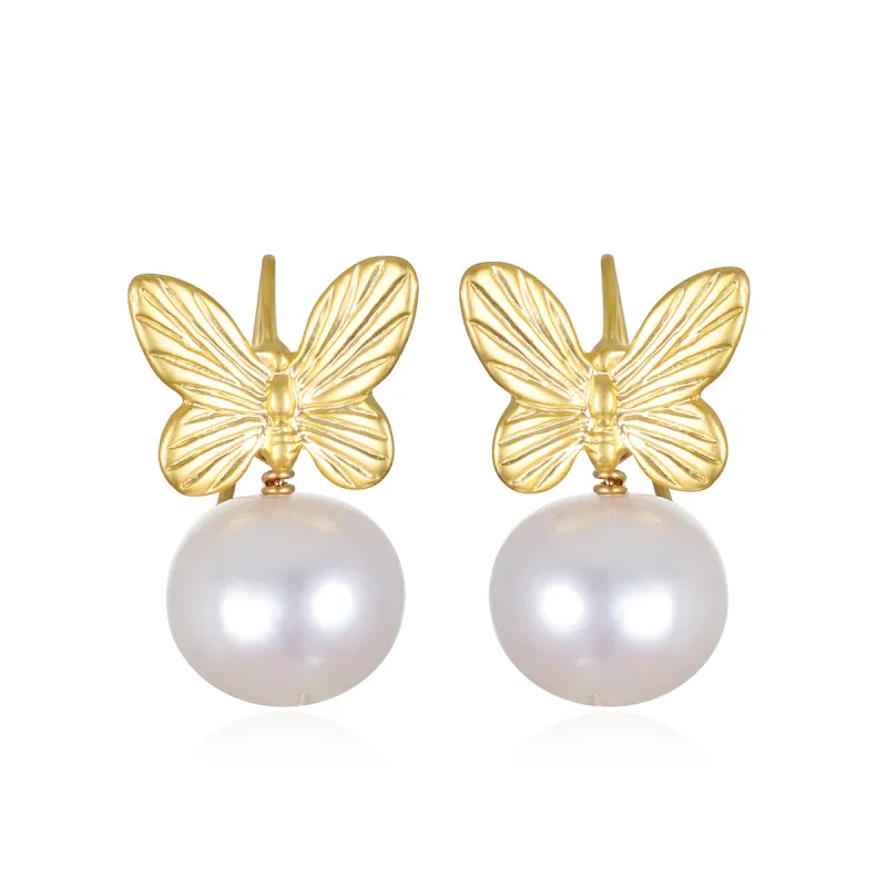 New! Baroque Pearl Butterfly Dangles sold by Amelia Rose Design
