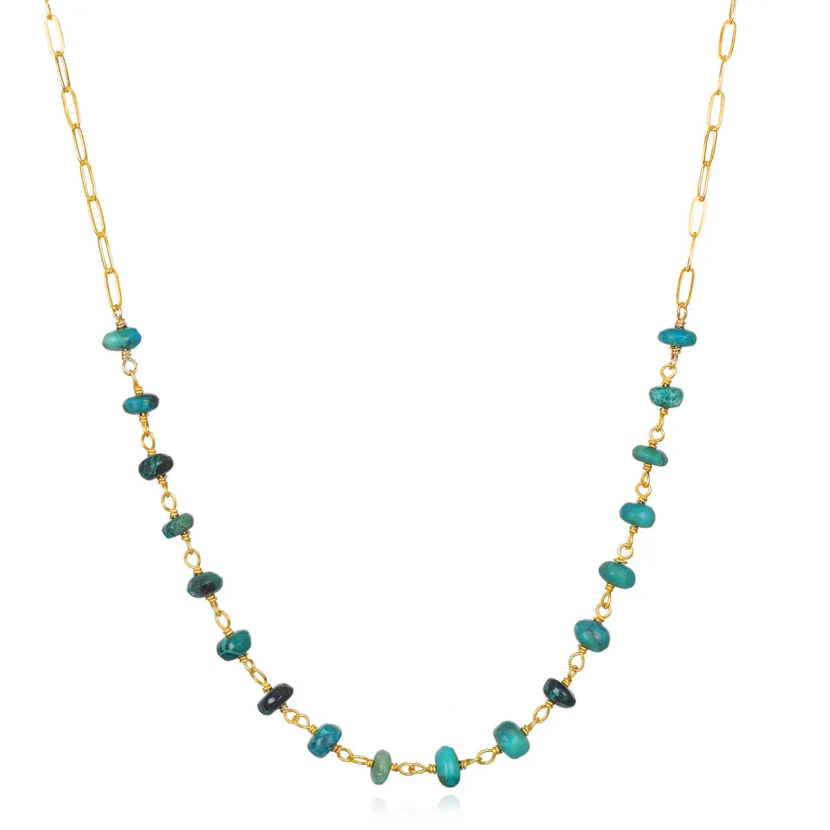 Paperclip Necklace - Chrysocolla sold by Amelia Rose Design