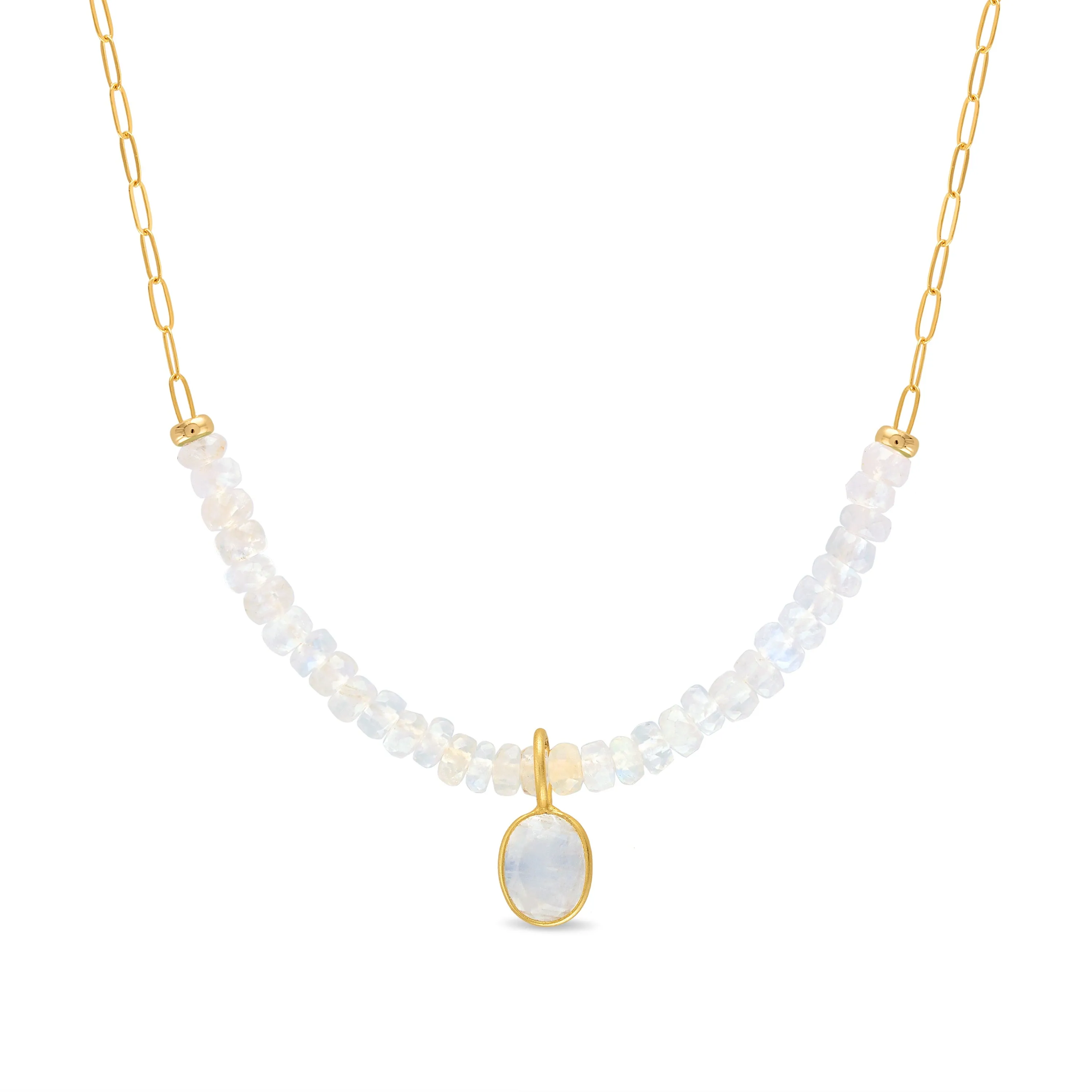 Beaded Charm Necklace - Rainbow Moonstone sold by Amelia Rose Design
