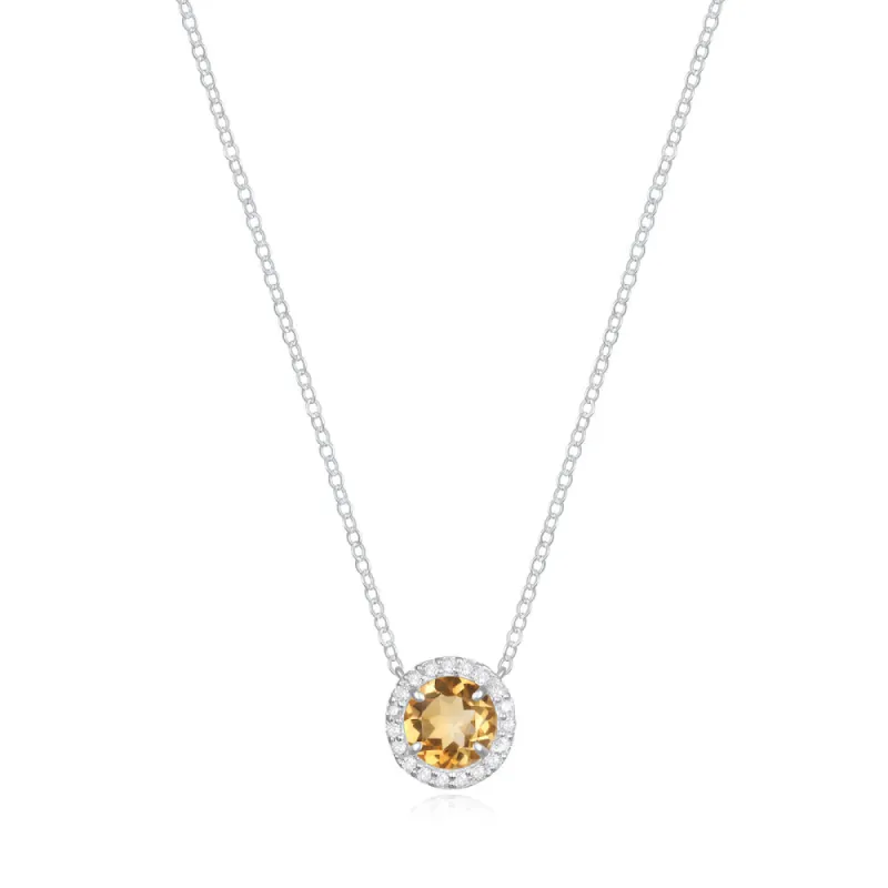 Diamond & Birthstone Necklace- November Citrine sold by Amelia Rose Design