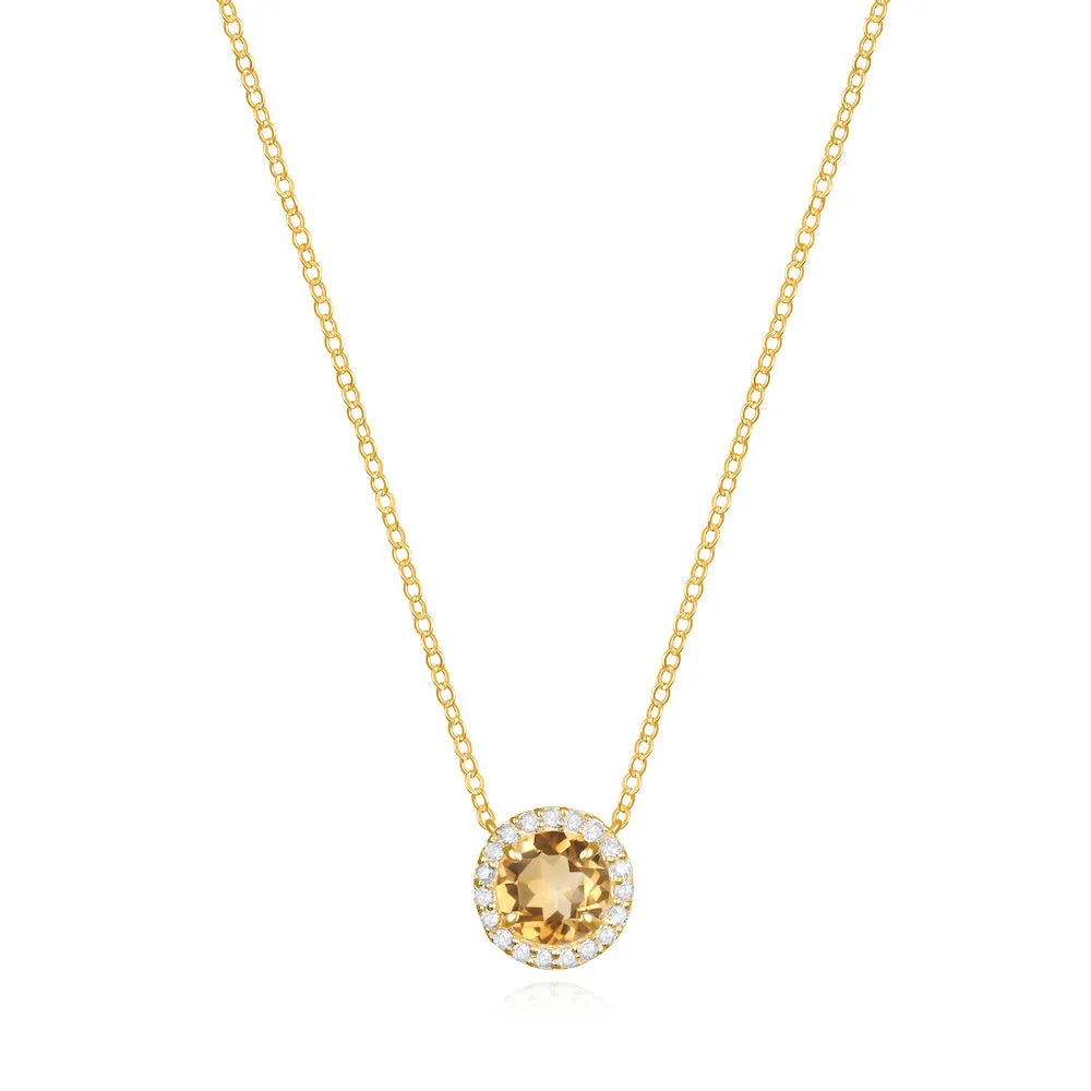Diamond & Birthstone Necklace- November Citrine sold by Amelia Rose Design product image thumbnail 2