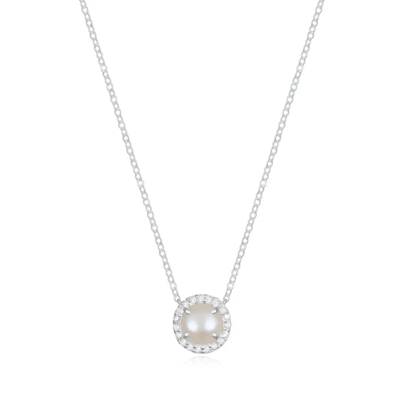 Diamond & Birthstone Necklace- June Freshwater Pearl sold by Amelia Rose Design