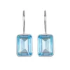 Bezeled Emerald Cut Dangles-Sky Blue Topaz Silver sold by Amelia Rose Design