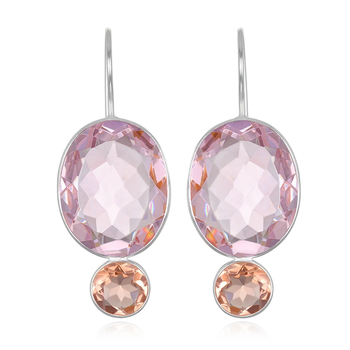Valencia Grand Oval Earring-Peony Silver sold by Amelia Rose Design