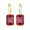 Bezeled Emerald Cut Dangles-Pink Topaz Gold sold by Amelia Rose Design