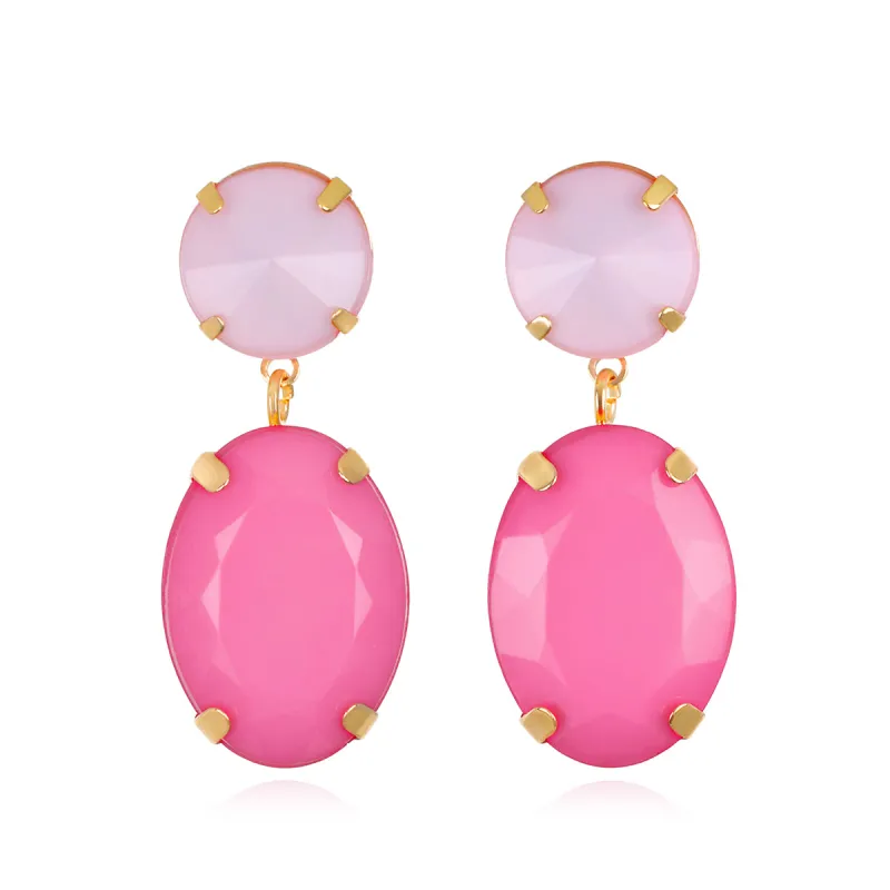 London Oval Post Earring-Pink made by Amelia Rose Design