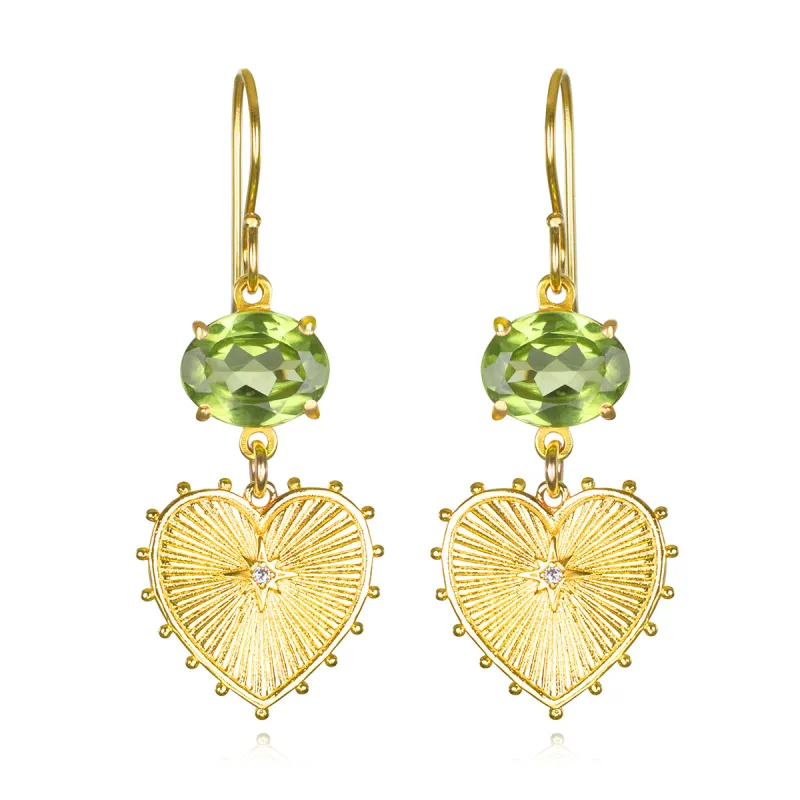 Beaded Heart Dangles-Peridot sold by Amelia Rose Design