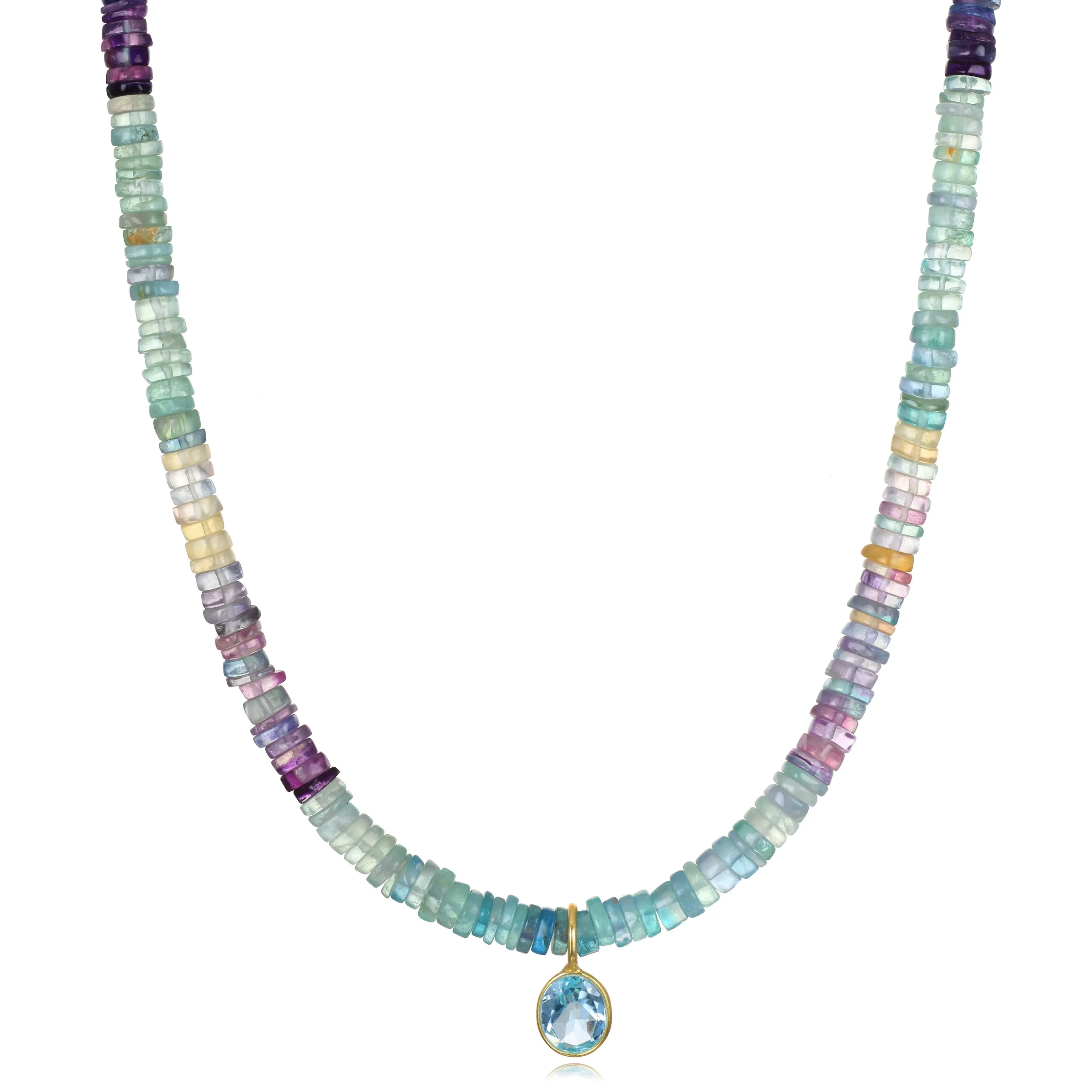 Wheel Necklace-Fluorite & Sky Blue Topaz sold by Amelia Rose Design