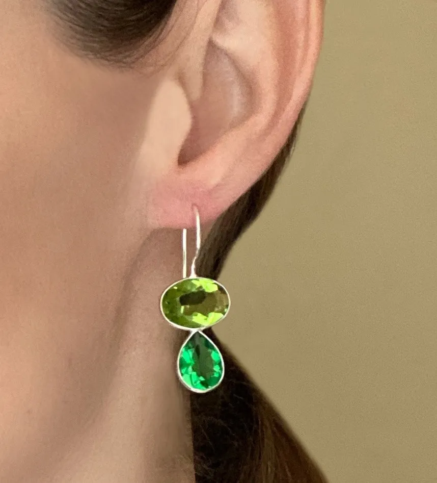 Valencia Teardrop Earring- Lime & Clover Silver sold by Amelia Rose Design product image thumbnail 2
