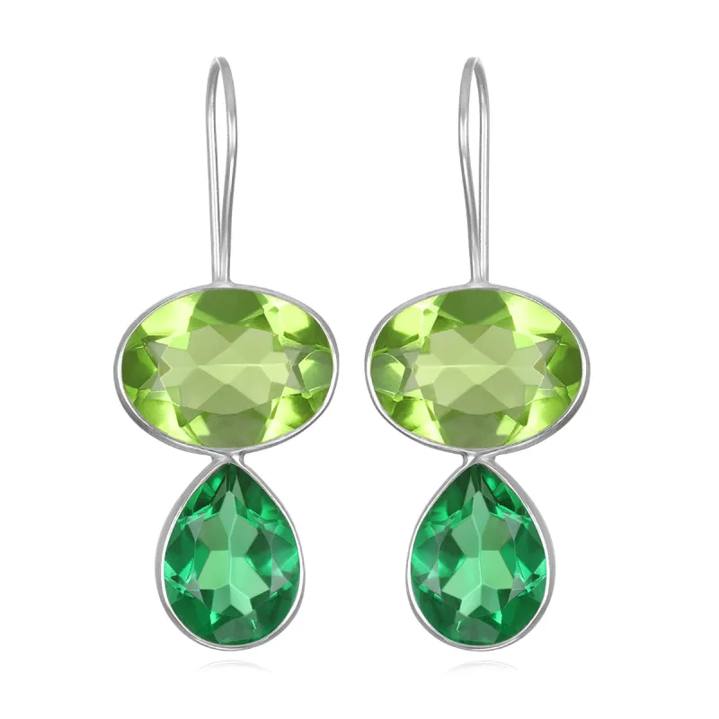 Valencia Teardrop Earring- Lime & Clover Silver sold by Amelia Rose Design