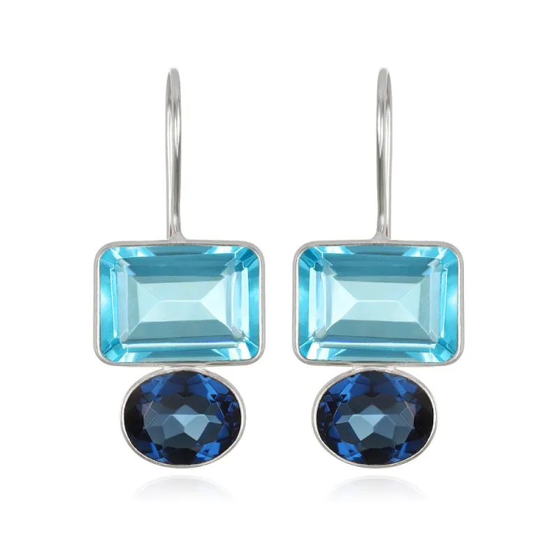 Valencia Earring-Sky Blue & Royal Blue Silver sold by Amelia Rose Design