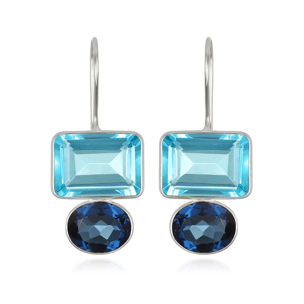 Valencia Earring-Sky Blue & Royal Blue Silver sold by Amelia Rose Design