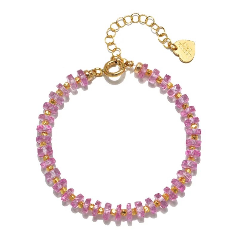 Pink Topaz Gemstone Heishi Bracelet sold by Amelia Rose Design