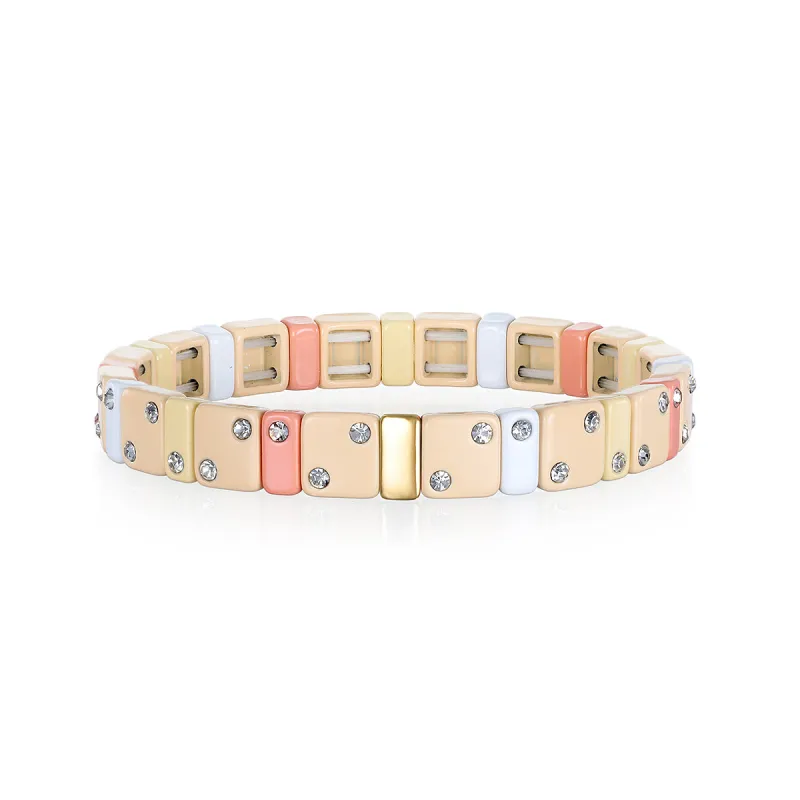CZ Enamel Bracelet-Peach sold by Amelia Rose Design