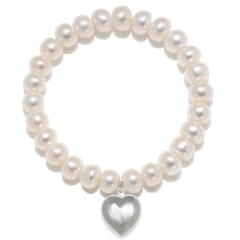 Freshwater Pearl Statement Heart Charm Bracelet sold by Amelia Rose Design