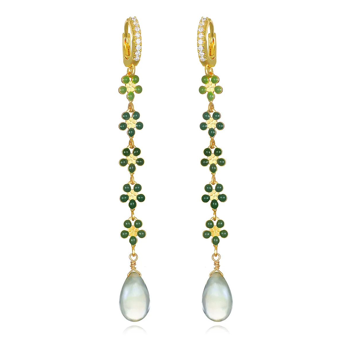 Green Amethyst Daisy Huggies sold by Amelia Rose Design