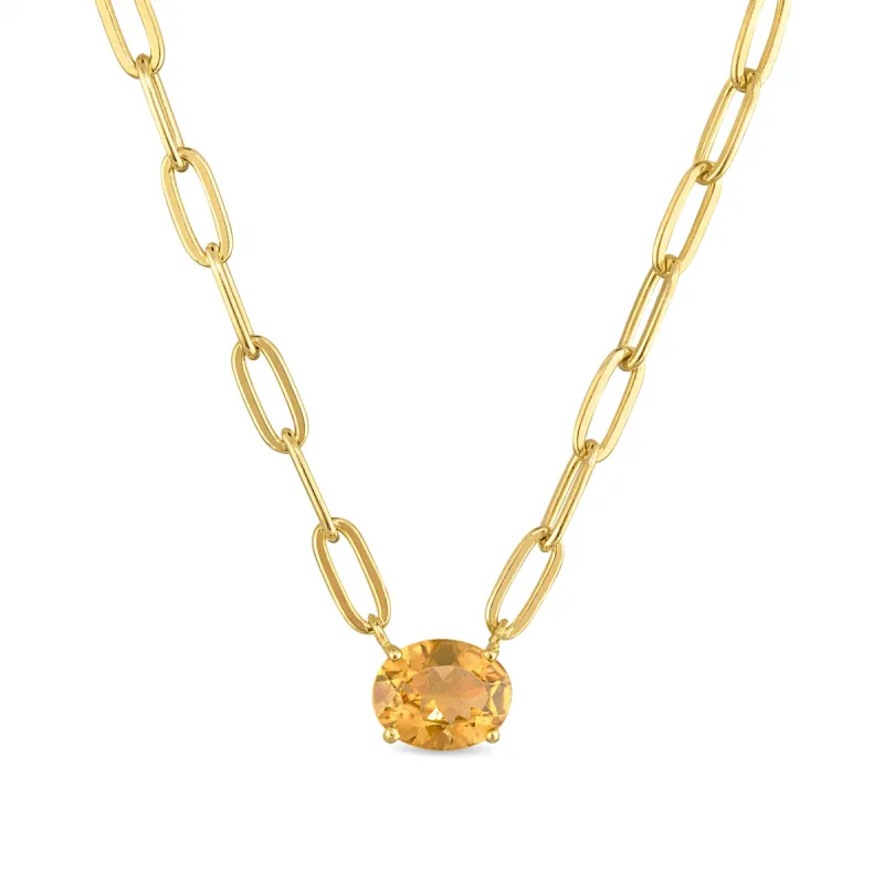 Statement Paperclip Gemdrop Necklace - Citrine sold by Amelia Rose Design
