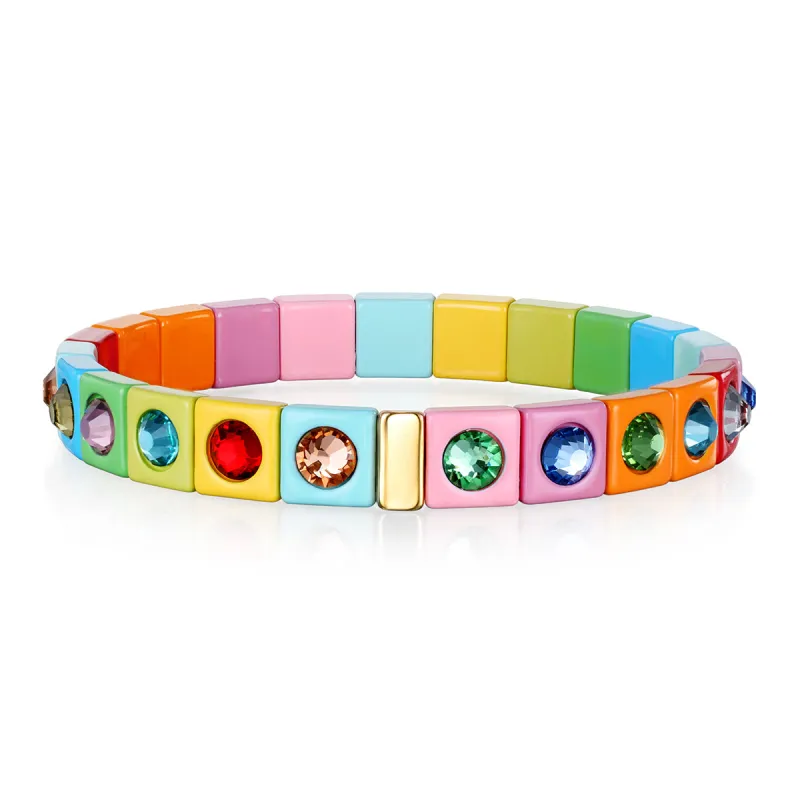 New! Rainbow Dots Enamel Bracelet sold by Amelia Rose Design