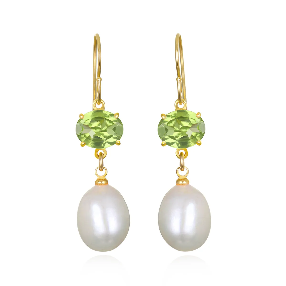 Baroque Pearl & Peridot Dangles sold by Amelia Rose Design
