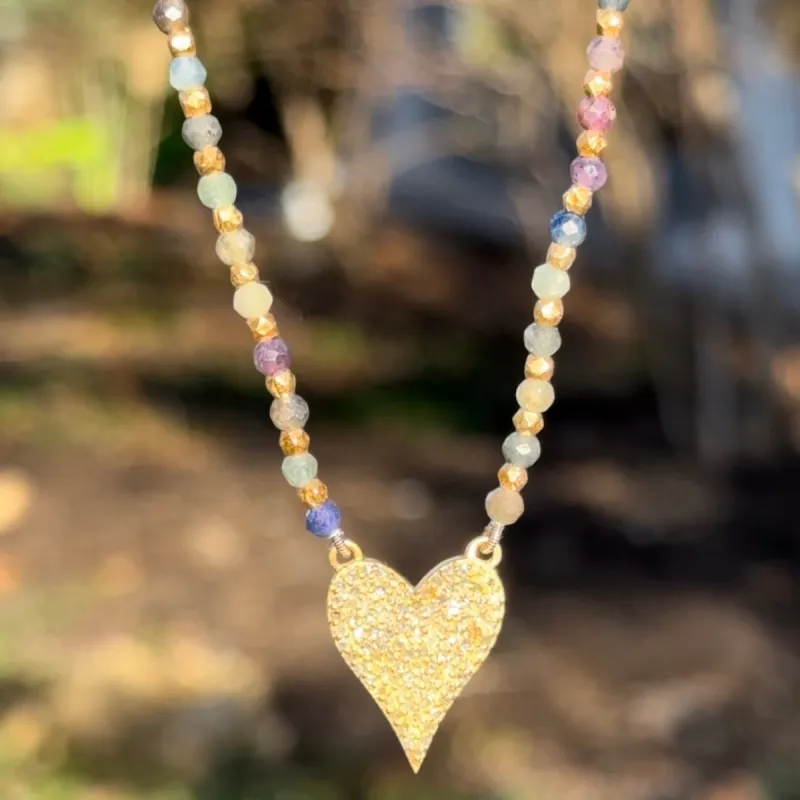 New! Diamond Heart & Sapphire Necklace-Limited Edition sold by Amelia Rose Design