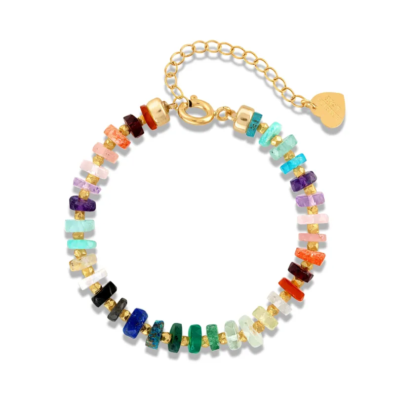 Rainbow Gemstone Heishi Bracelet sold by Amelia Rose Design