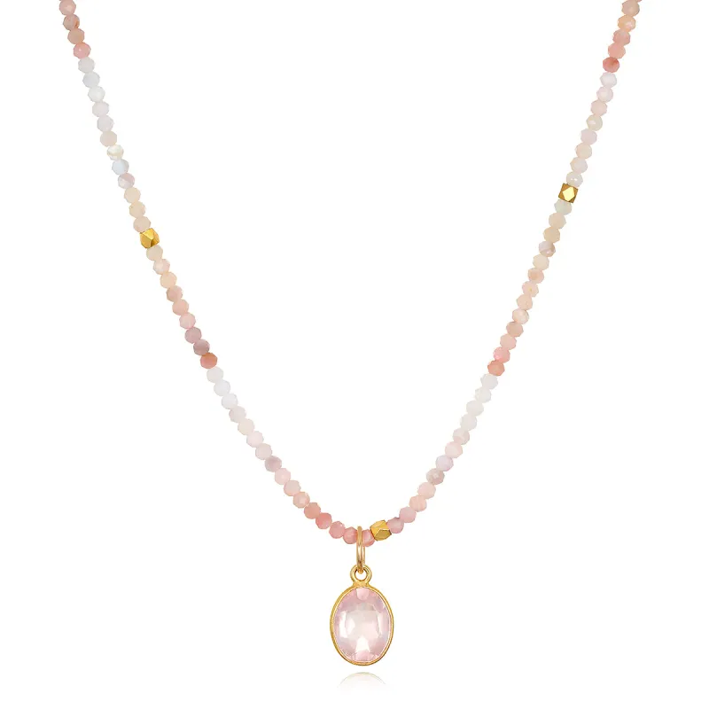 NEW! Pink Opal & Rose Quartz Charm Necklace sold by Amelia Rose Design