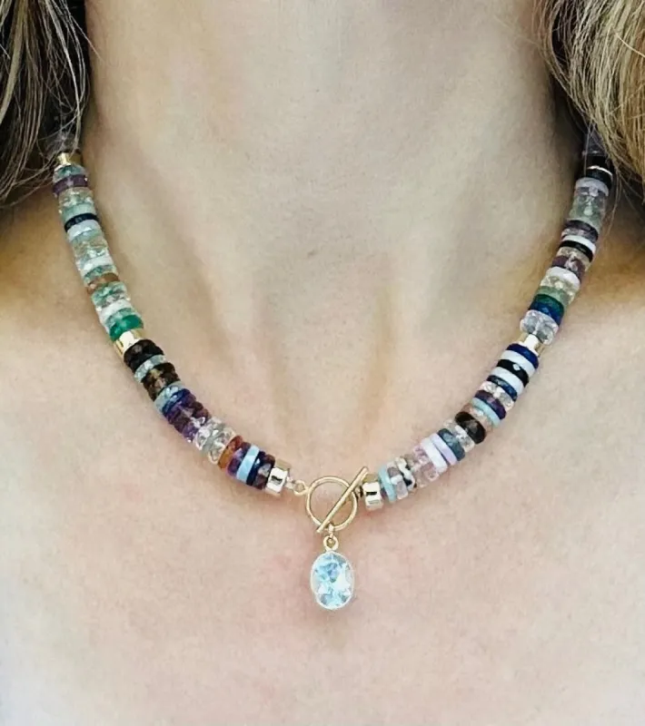 New! Gemstone Heishi Collar Necklace sold by Amelia Rose Design
